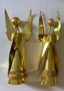 2 Vintage Handmade gold 13  cardboard angels with gold trim  - Bild 1 von 10