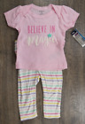 Baby Girl Clothes New Gerber 0-3 Month 2pc I Believe In Magic Outfit