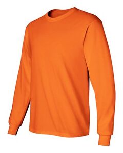 6 Gildan ANSI Safety Orange Long Sleeve T-Shirt S-5XL HIGH VISIBILITY Bulk Lot