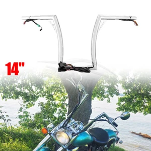 Manillar cromado 14" precableado para Harley Touring Road Glide Custom 2008-2013 - Imagen 1 de 14