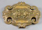 VTG Bronze Tone STAMPED REPOUSSE BROOCH PIN Art Nouveau Style ORMOLU FRENCH Gold