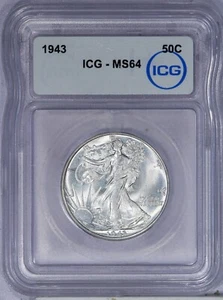 1943 Walking Liberty Half Dollar 50c ICG MS64 - Picture 1 of 2