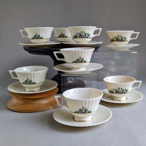 LENOX RUTLEDGE Set of 8 Footed Cups & Saucers Vintage Fine China 1930s-1940s - Picture 1 of 11