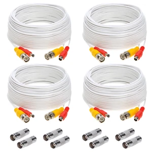4 x 100FT Video Power Cable BNC DC Security Camera Extension Cord for CCTV White - Picture 1 of 11