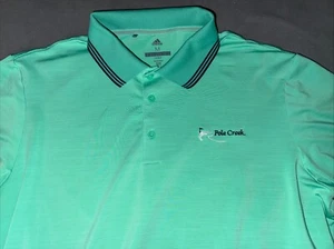 EUC Mens Adidas Golf SS logo Shirt, Green, Pole Creek, Size Medium - Picture 1 of 8