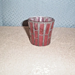 2-3/4" GUILD HOUSE LAVENDER GLASS CANDLE CUP Made to look like leaded glass - Picture 1 of 5