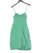 Zara Women's Midi Dress XS Green Viscose with Linen Slip Dress