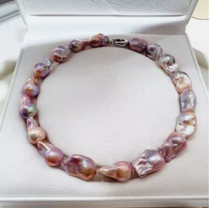 gorgeous beautiful 20-25mm south sea baroque pink pearl necklace17.5inch - Picture 1 of 4