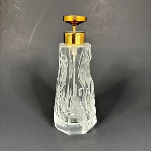 Moser Intaglio Botella Perfume Atomizador Corte Floral Vidrio Transparente Decoración De Colección - Imagen 1 de 9