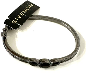 GIVENCHY Hematite-Tone Jeweled Crystal Bangle Bracelet NWT $58 - Picture 1 of 5