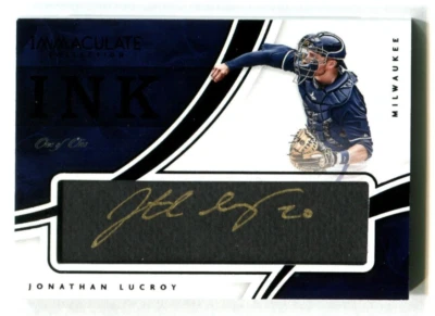 2016 Immaculate Collection Autographs Black #12 Jonathan Lucroy 1/1 A48 138 - Image 1 of 2
