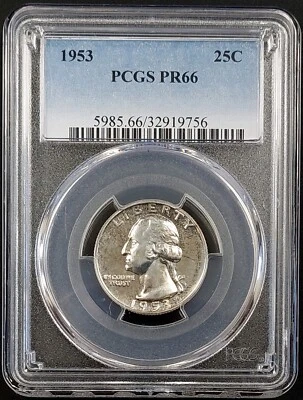 1953 Proof Washington Quarter certified PR 66 by PCGS! sku 9756 - Image 1 of 4