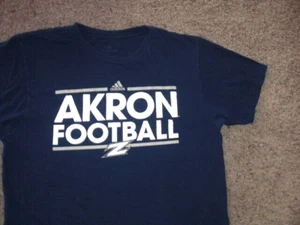 AKRON FOOTBALL blue Adidas short sleeve shirt men's Large - Picture 1 of 2