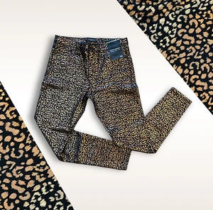 Skinny-Jeans Metallic schwarz rosegold Stretch Leopardenmuster Banana Republic neu mit Etikett - Bild 1 von 4