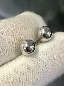 14k White Gold Round Ball Design Post Stud Earrings With Butterfly Backs Gift - Picture 1 of 9