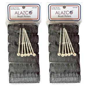 12 Pc Vintage Style Hair Rollers BRUSH ROLLERS & 12 PINS - Mesh Hair Curlers wit - Picture 1 of 12