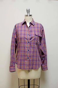 VINTAGE THE FOX Collection Red Blue Green Plaid Button Front Shirt Size ~8P~ - Picture 1 of 5