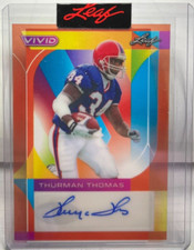 Thurman Thomas 2023 Leaf Vivid Orange Autograph Auto Pre-Production Proof #d 1/1