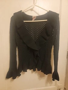 Suéter de malla negro Faded Glory para mujer talla pequeña - Imagen 1 de 7