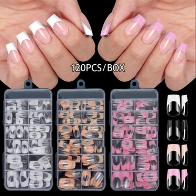 French Fake Nail Square Nail Transparent Acrylic Full Cover Nail Extension ↖ - Image 1 of 4