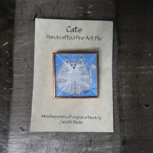 Carla M. Binder Handcrafted Fine Art Pin Cat Portrait Framed - Picture 1 of 3