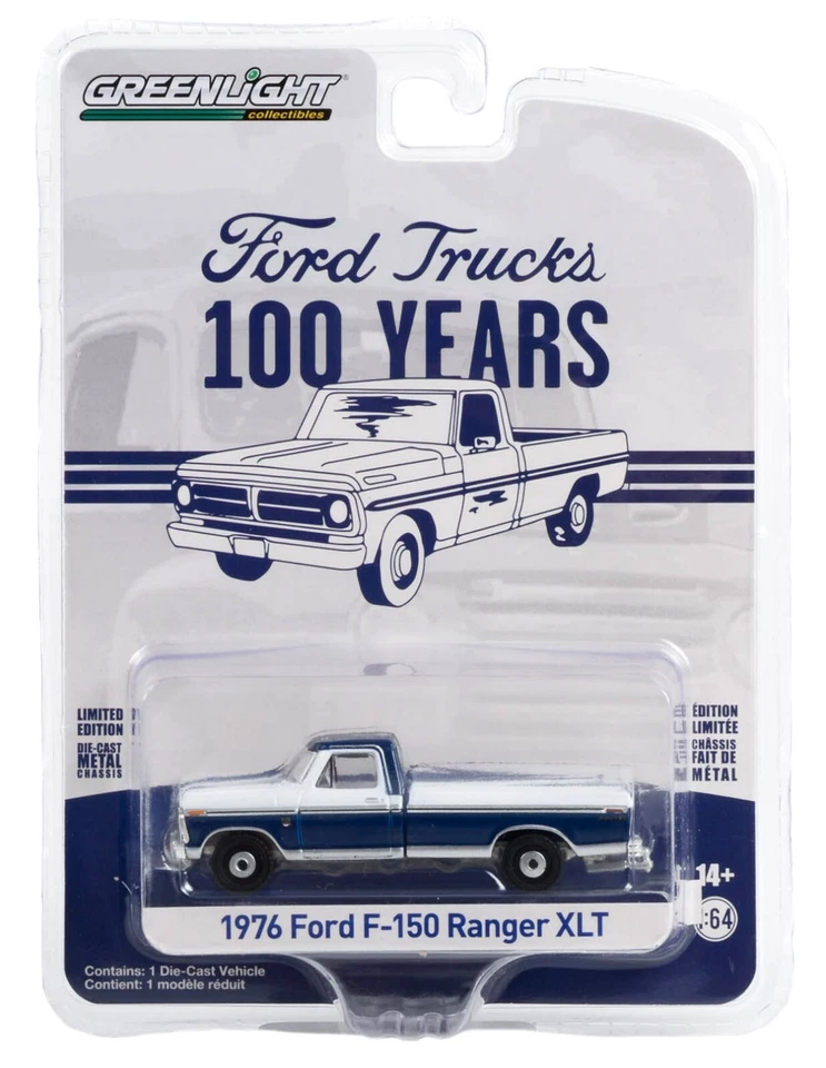 1:64 GreenLight *ANNIVERSARY SERIES 14* Blue & White 1976 Ford F-150 Ranger XLT - Image 1 of 1