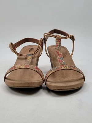 Style & Company Womens Mulan Cork TStrap Wedge Sandals Floral Cork 2 Size 8W - Image 1 of 4