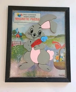 Vtg 60s Child Guidance 3D Magnetic Puzzle 905 Bunny Rabbit Easter 13-Pc Questor - Picture 1 of 13