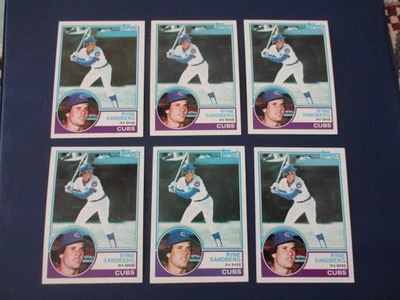 Lote de 6 tarjetas Topps Ryne Sandberg (RC) #83 1983 nr-mt - mt Foto 1 de 4