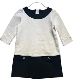 Gymboree "Posh & Playful" Vintage Black & White Colorblock LS A-Line Dress, 3T - Picture 1 of 3