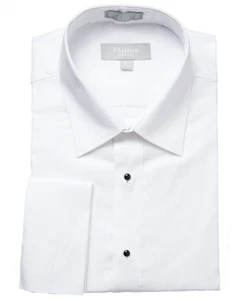 Camisa Esmoquin de Algodón Adam Baker Para Hombre Calce Regular Puño Francés Cuello Laydown - Imagen 1 de 3
