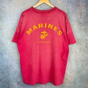 Vintage 90s US Marines USMC T-Shirt Gr. XL Red Military Faded Single Stitch  - Bild 1 von 9