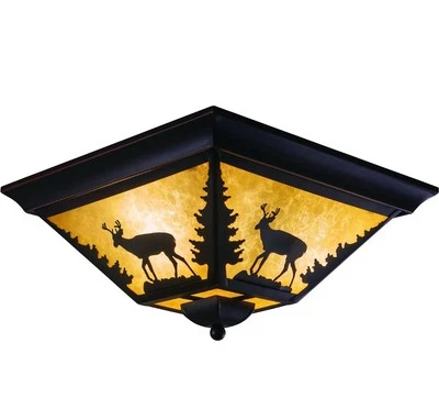 Vaxel Lighting CC55414 Bryce 3 Light Flush Mount Indoor Ceiling - Bronze 2Pices - Image 1 of 4