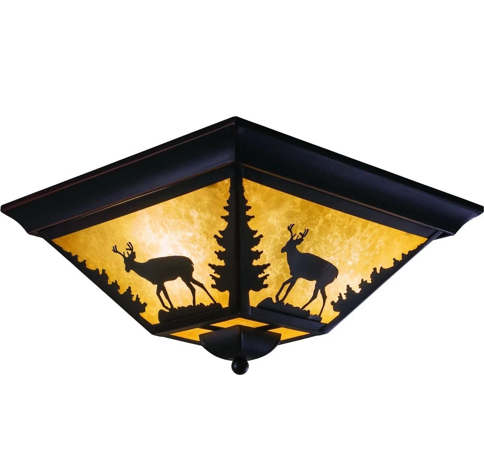 Vaxel Lighting CC55414 Bryce 3 Light Flush Mount Indoor Ceiling - Bronze 2Pices - Image 1 of 4