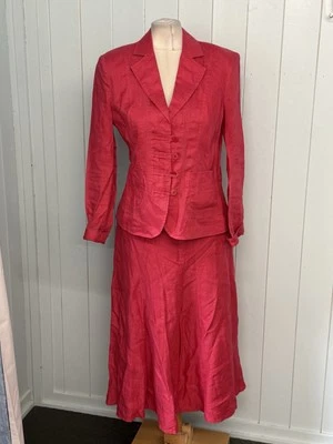 Bianca Ladies Skirt Suit Size 10 Raspberry Pink 100% Linen Smart Formal Business - Image 1 of 4