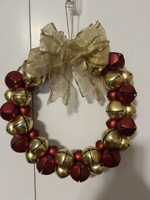Red and Gold Jingle Bell Wreath - Image 1 of 2