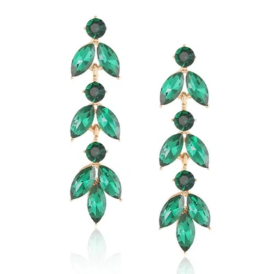 Изумрудно-зеленый блестящий со стразами подвеской серьги для женщин заявление кристалл Dro - Изображение 1 из 4