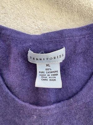 Suéter Territories de cachemir puro púrpura para mujer cuello redondo, XL. Foto 1 de 4