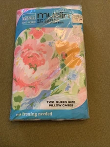 NOS Montgomery Ward bianco 42X40 federe per cuscini in mussola regina floreale - Foto 1 di 5