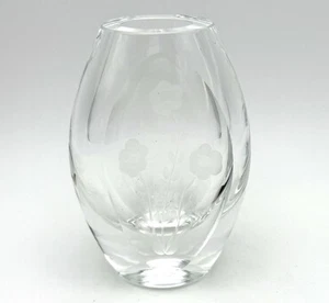 Vintage Kosta Boda Sweden Small Bud Vase Etched Ornate Floral Flowers 3.25” - Picture 1 of 7