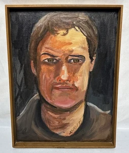 Vintage 1976 Original Young Man Portrait Oil Painting Signed W. Weakland 16.5" - Picture 1 of 10