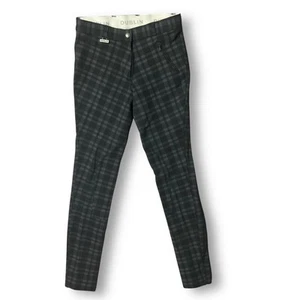 Dublin Plaid Breeches Sz 2 Riding Pants Black Gray Stretch Equestrian - Picture 1 of 11