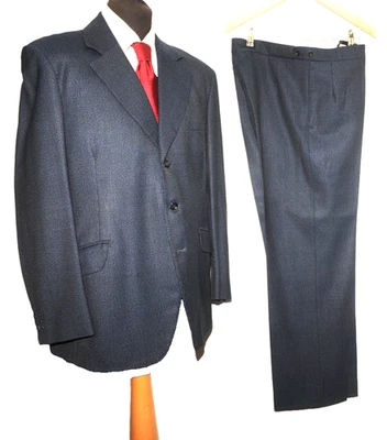 VINTAGE TAILORED SINGLE BREASTED SUIT 42'' R W 48'' NAVY BLUE 1970'S - Image 1 of 4