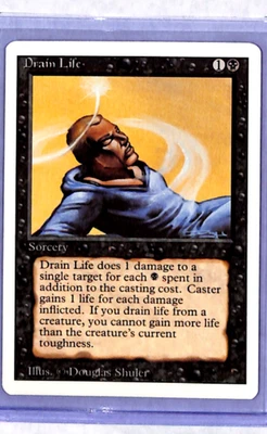 1994 MTG Magic The Gathering 3ED Revised Edition Vintage Black Card Drain Life - Image 1 of 2