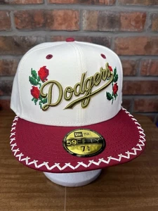 New Era Los Angeles Dodgers LA Novelty Stitch Rose 59fifty 7 5/8 MLB Hat - Picture 1 of 9