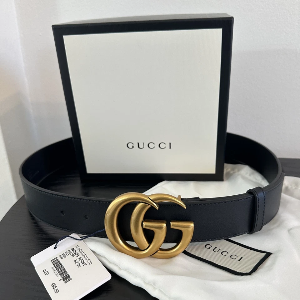 Auténtico Cinturón Gucci Cuero Negro Talla 30-32 Foto 1 de 4