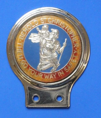 Chrome Enamel Behold St Christopher Car Badge Auto Emblem         [33634] - Image 1 of 3