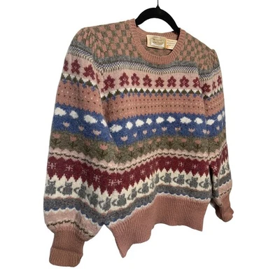 Suéter de Lana de Angora Shetland Shetland Moussie para Susan Bristol de Colección Manga Abullonada Talla 34/M Foto 1 de 4