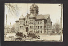 Mason City Iowa IA 1920s RPPC Cerro Gordo County Court House, Clock, Autos, Home