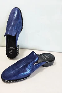 New PAPELL Women's Size 6.5  BLUE Leather Clog Slide Pump Sandal Heel Shoes - Picture 1 of 8